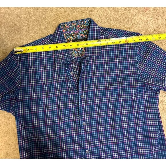 Bugatchi Shaped Fit Shirt Men's Check Print Button Up Long Sleeve Multicolor L - Picture 14 of 16